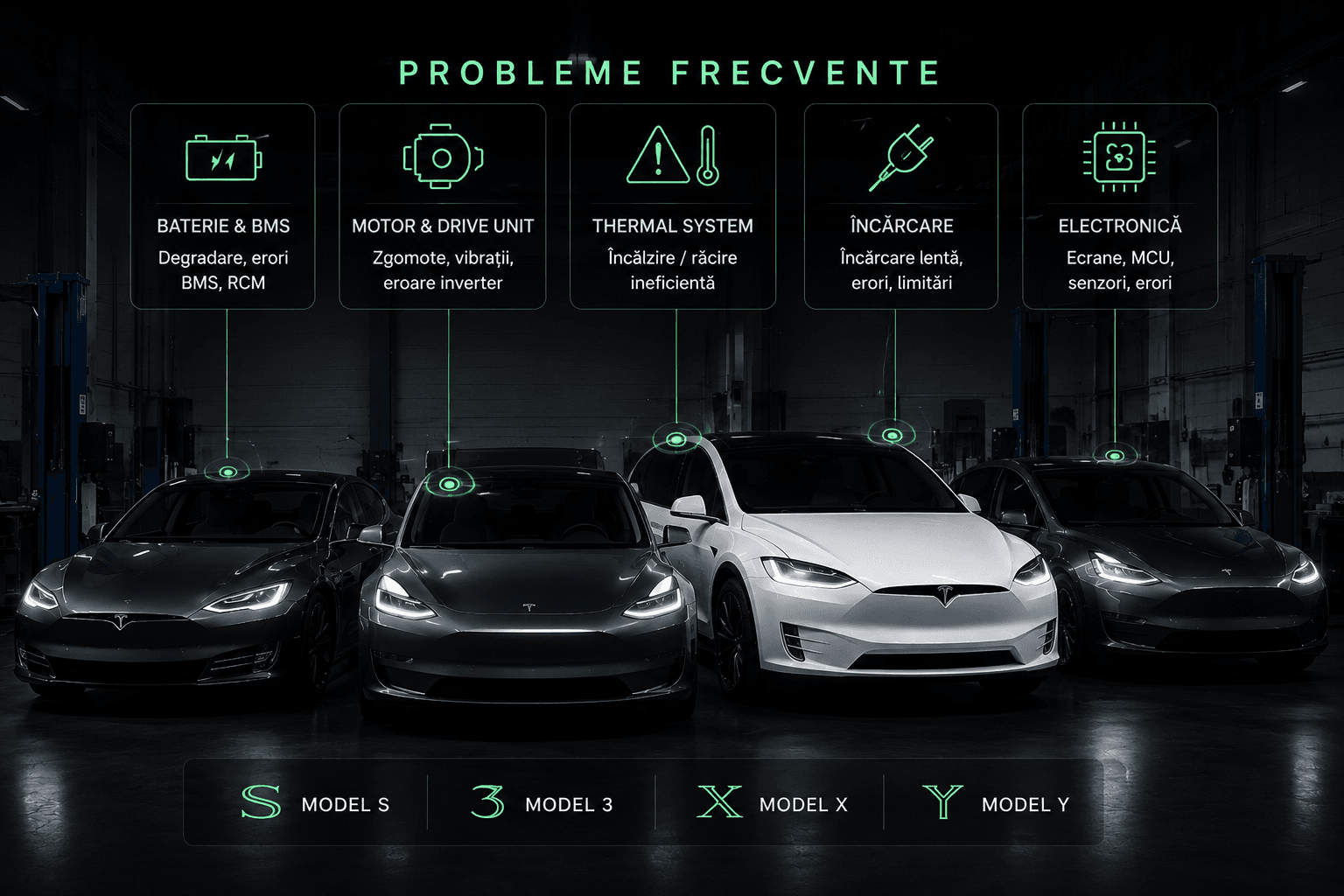 Probleme frecvente pe modele Tesla