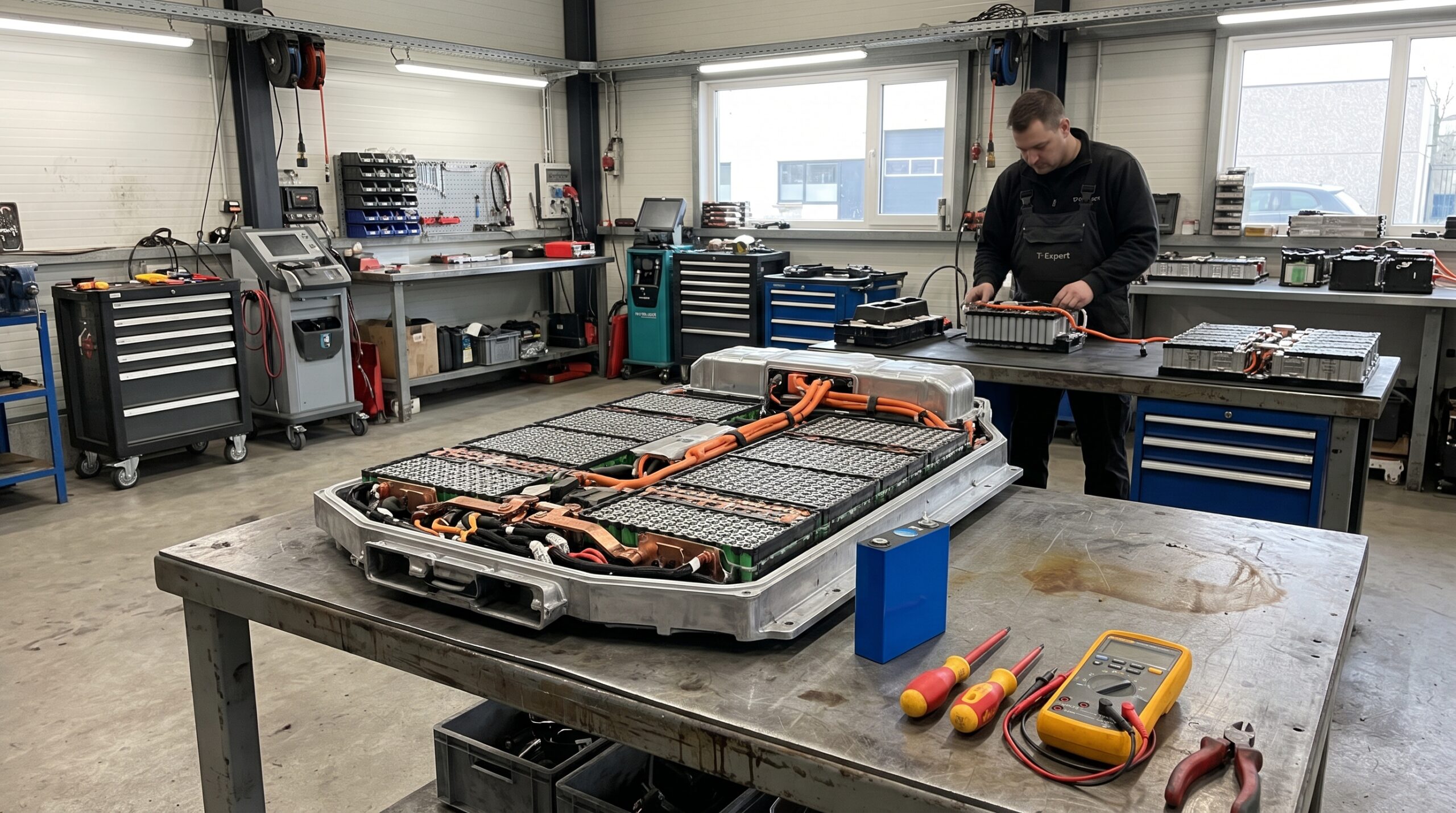 Pack-uri de baterie Tesla deschise în atelier: module cu celule 18650, 2170 și celule prismatice LFP